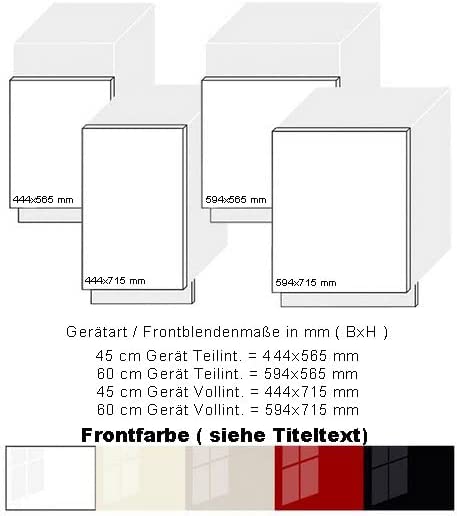 Geschirrspülerfront Creme Frontblende Tür 19mm voll-, teilintegriert oder n. Maß - Tischlerware Qualität aus Deutschland